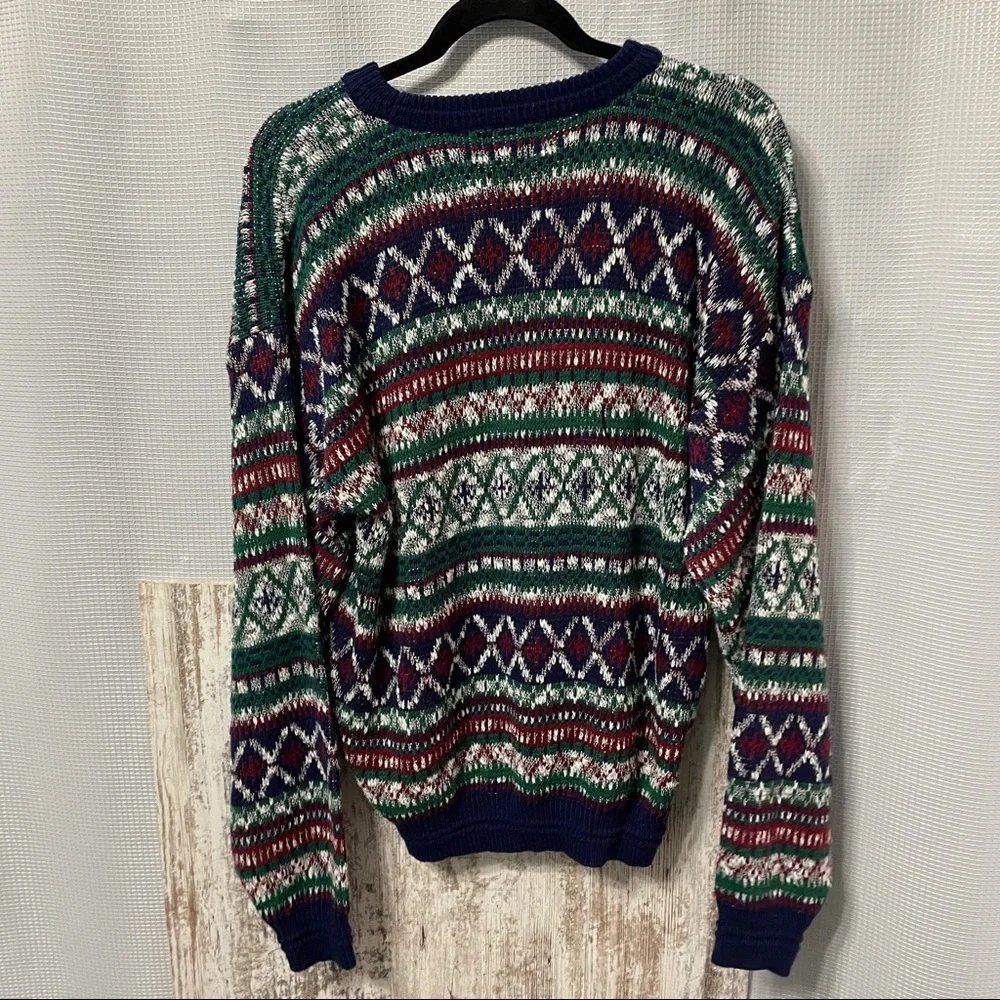 Vtg Sears Mens Store v-neck grandpa sweater Large - Picture 3 of 5